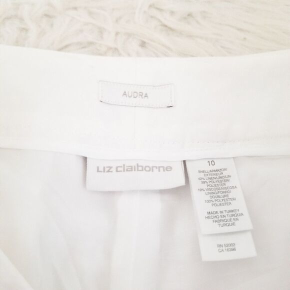 Liz Claiborne Audra white pants cuffed hem - Picture 7 of 9